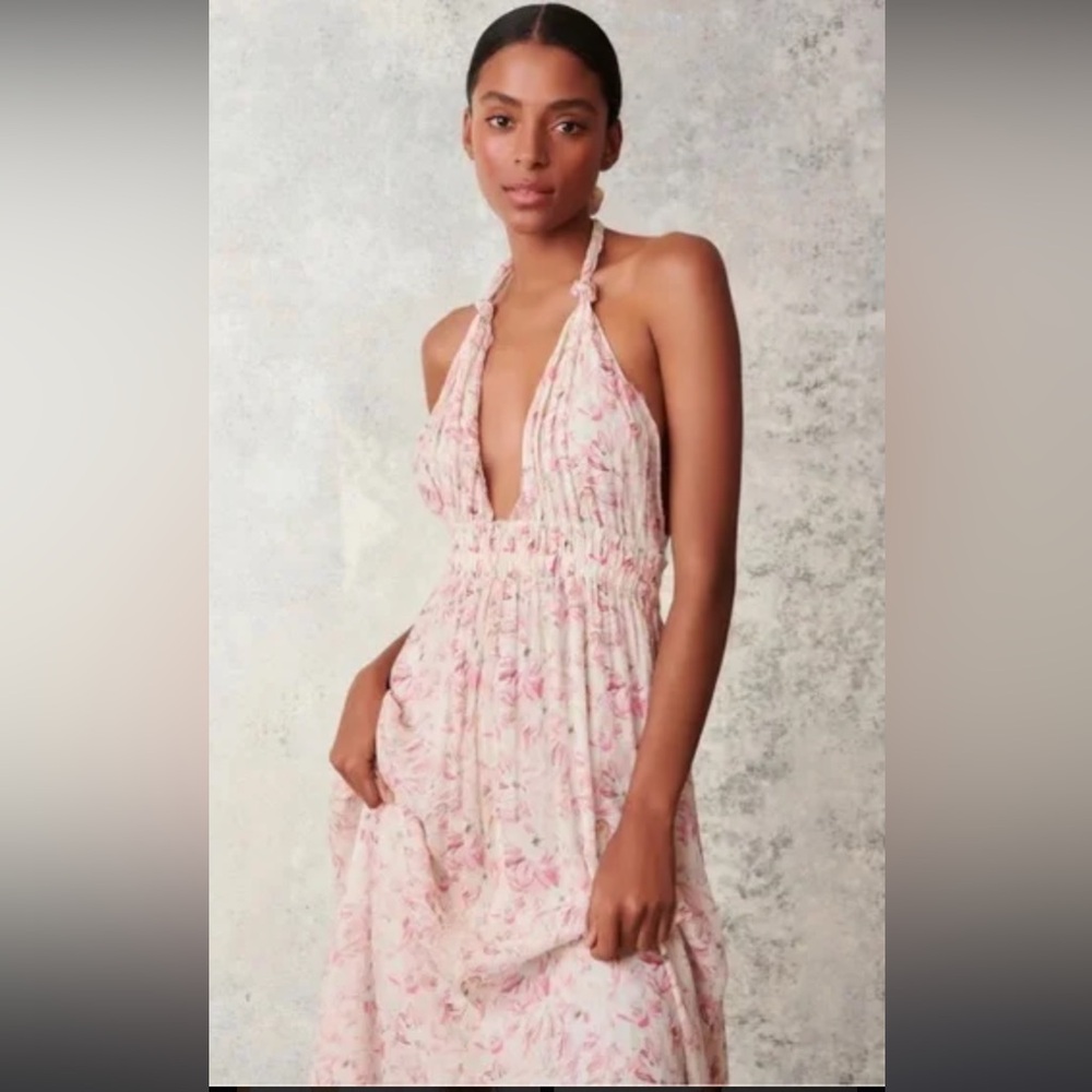 LoveShackFancy Pink Floral Maxi Dress